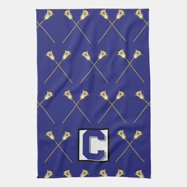 Lacrosse Blue Sports Towel (Vertical)