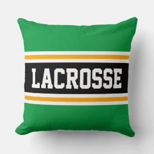 LACROSSE Bold Green Yellow Black Athletic Stripes Cushion