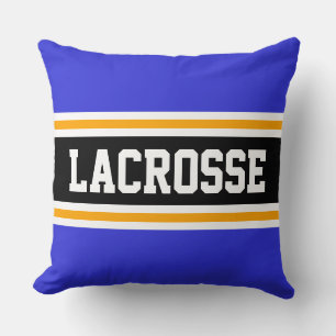 LACROSSE Bold Royal Blue Black Athletic Stripes Cushion