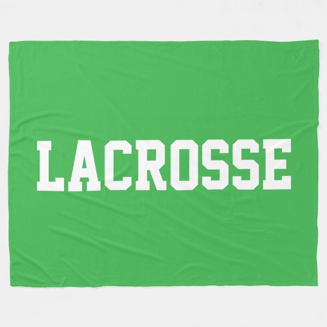 LACROSSE Bold White Text On Fun Bright Green Fleece Blanket (Front (Horizontal))