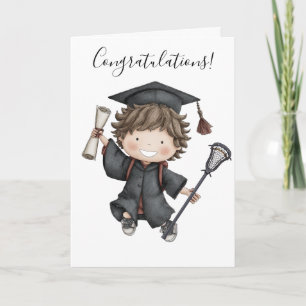 Lacrosse Boy Graduation Card-Folded Card