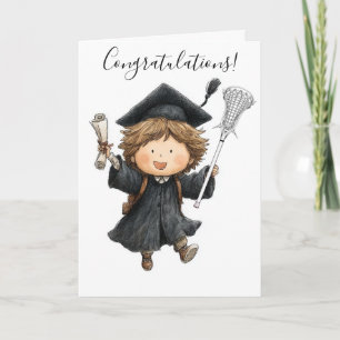 Lacrosse Boy Graduation Folded Card