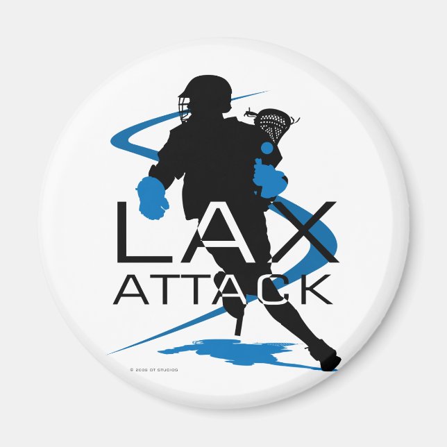 Lacrosse Boys LAX Attack Blue Magnet (Front)