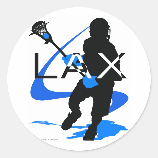 Lacrosse Boys LAX Blue Classic Round Sticker (Front)