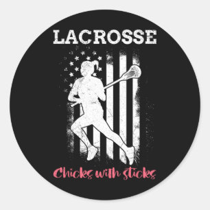Lacrosse Chicks With Sticks Lacrosse Classic Round Sticker