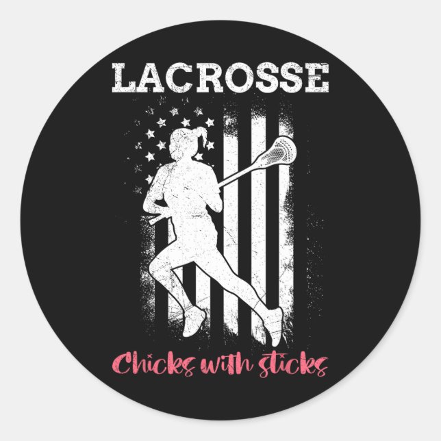 Lacrosse Chicks With Sticks Lacrosse  Classic Round Sticker (Front)