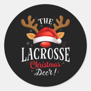 Lacrosse Christmas Deer Pjs Xmas Family Matching  Classic Round Sticker