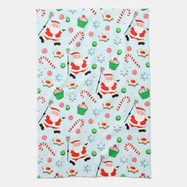 Lacrosse Christmas Holiday Gifts Tea Towel (Vertical)