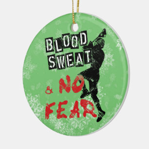 Lacrosse Christmas Ornament, Blood Sweat & No Fear Ceramic Tree Decoration