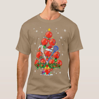 Lacrosse Christmas Tree Santa Pickleball X Mas Lig T-Shirt
