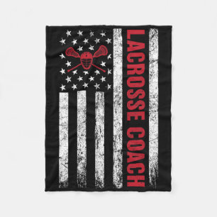 Lacrosse Coach American Flag Lax Lover Lacrosse St Fleece Blanket