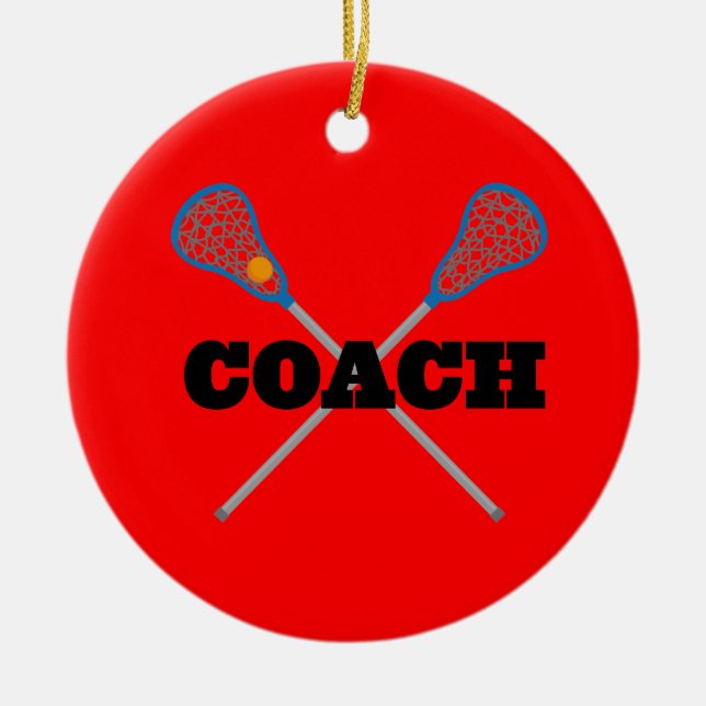 Lacrosse Coach Gift Idea Ceramic Tree Decoration (Front)