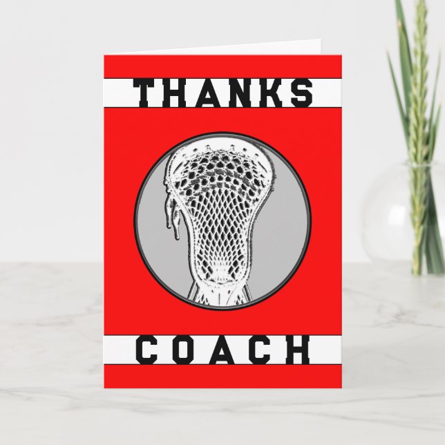 Lacrosse Coach Red Team Thank You Card (Front)