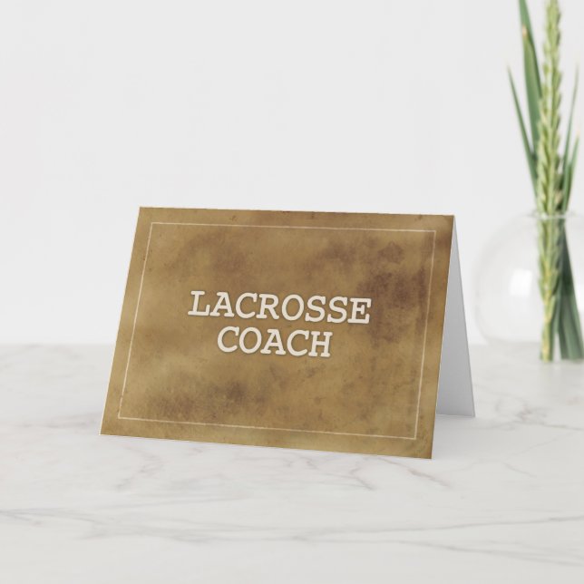 Lacrosse Coach Thanks Definition Simple Brown Card (Front)