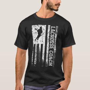 Lacrosse Coach Vintage Lax American Flag T-Shirt