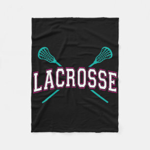 Lacrosse Crossed Sticks Lax Girly Teal Pink Head G Fleece Blanket