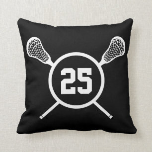 Lacrosse custom number pillow - black /white