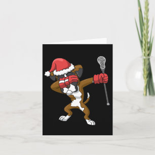 Lacrosse Dabbing Boxer Dog Lax Christmas Sports Card