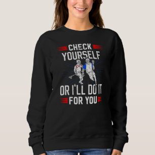 Lacrosse Dad Men Boys Lax Check Yourself Or I'll D Sweatshirt