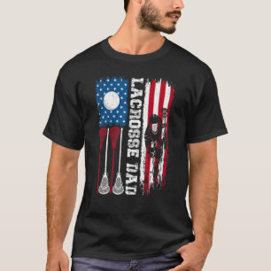 Lacrosse Dad Sport Distressed American Flag 4th Of T-Shirt