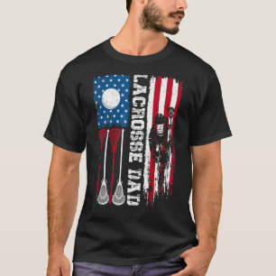 Lacrosse Dad Sport Distressed American Flag 4th Of T-Shirt