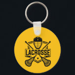 Lacrosse Design  Key Ring<br><div class="desc">Lacrosse Design Keychain with customizable text and background color.</div>