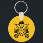 Lacrosse Design  Key Ring<br><div class="desc">Lacrosse Design Keychain with customizable text and background color.</div>