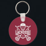 Lacrosse Design  Key Ring<br><div class="desc">Lacrosse Design Keychain with customizable text and background color.</div>