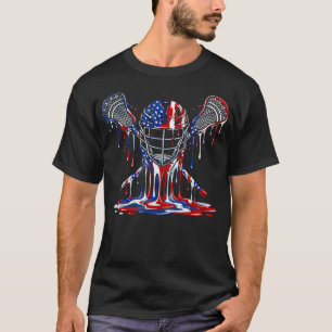 Lacrosse Drip American Flag Lax Helmet Sticks 4Th T-Shirt