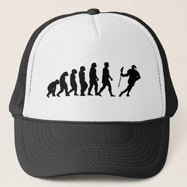 Lacrosse Evolution - Funny Lacrosse Trucker Hat (Front)