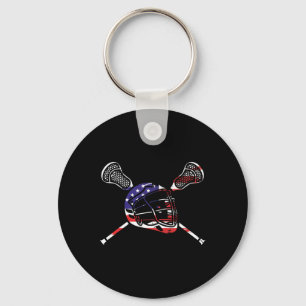 Lacrosse Flag Usa American Lax Lacrosse Player  Key Ring