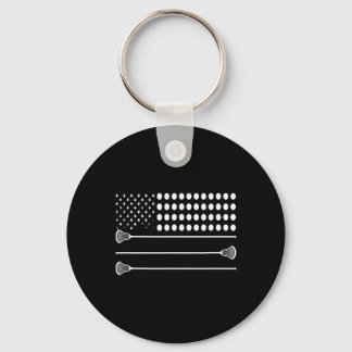 Lacrosse Flag Usa - Funny Lax Player Key Ring