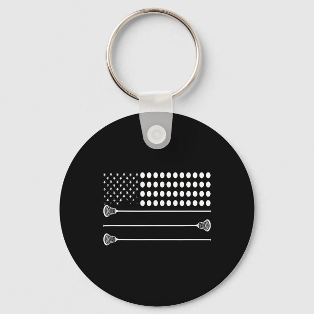 Lacrosse Flag Usa - Funny Lax Player  Key Ring (Front)