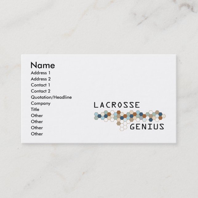 Lacrosse Genius Business Card (Front)