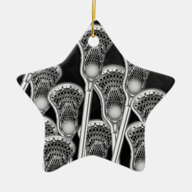 Lacrosse Gift Team Orange Ceramic Tree Decoration (Front)