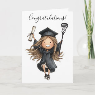 Lacrosse Girl Graduate Folded Graduation Card