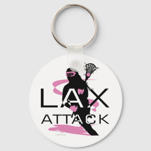 Lacrosse Girls LAX Attack Pink Key Ring