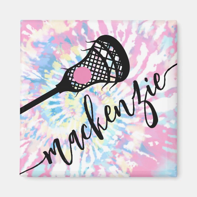 Lacrosse Girls Sports Tie Dye Fridge Locker Magnet (Front)
