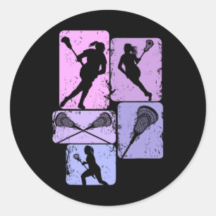 Lacrosse Girls Women Youth Kids Classic Round Sticker