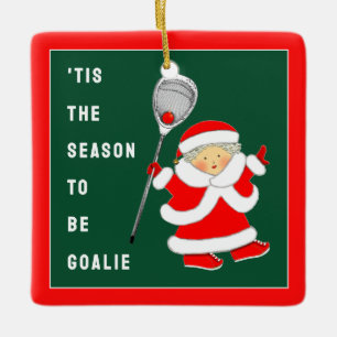 Lacrosse Goalie Christmas Collectable Ceramic Ornament