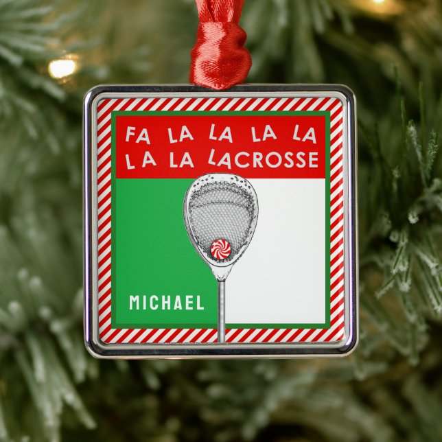 Lacrosse Goalie Holiday Gift Metal Tree Decoration (Tree)