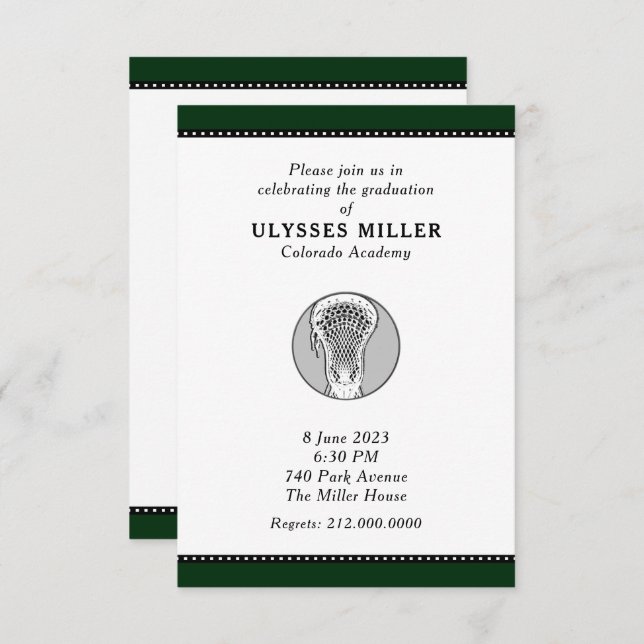 Lacrosse Graduation Party Invitation (Front/Back)