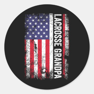 Lacrosse Grandpa American Flag Usa Patriotic Classic Round Sticker