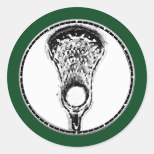 Lacrosse Green Classic Round Sticker