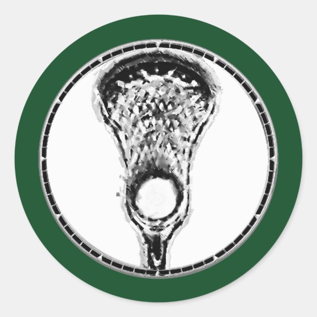 Lacrosse Green Classic Round Sticker (Front)