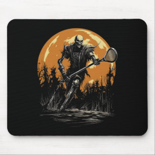 Lacrosse Halloween Skeleton Spooky Orange Moon Cos Mouse Pad