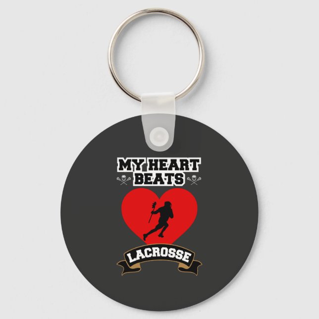 Lacrosse Heart Male Player Sport Passion Love Key Ring (Front)