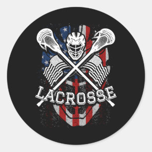 Lacrosse Helmet And Sticks  Classic Round Sticker