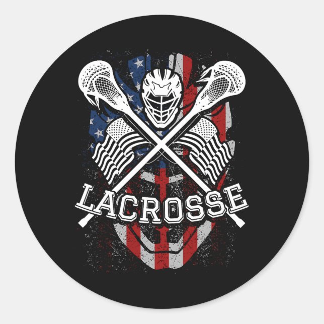 Lacrosse Helmet And Sticks  Classic Round Sticker (Front)