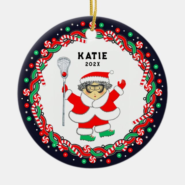 Lacrosse Holiday Gift Ceramic Ornament (Front)